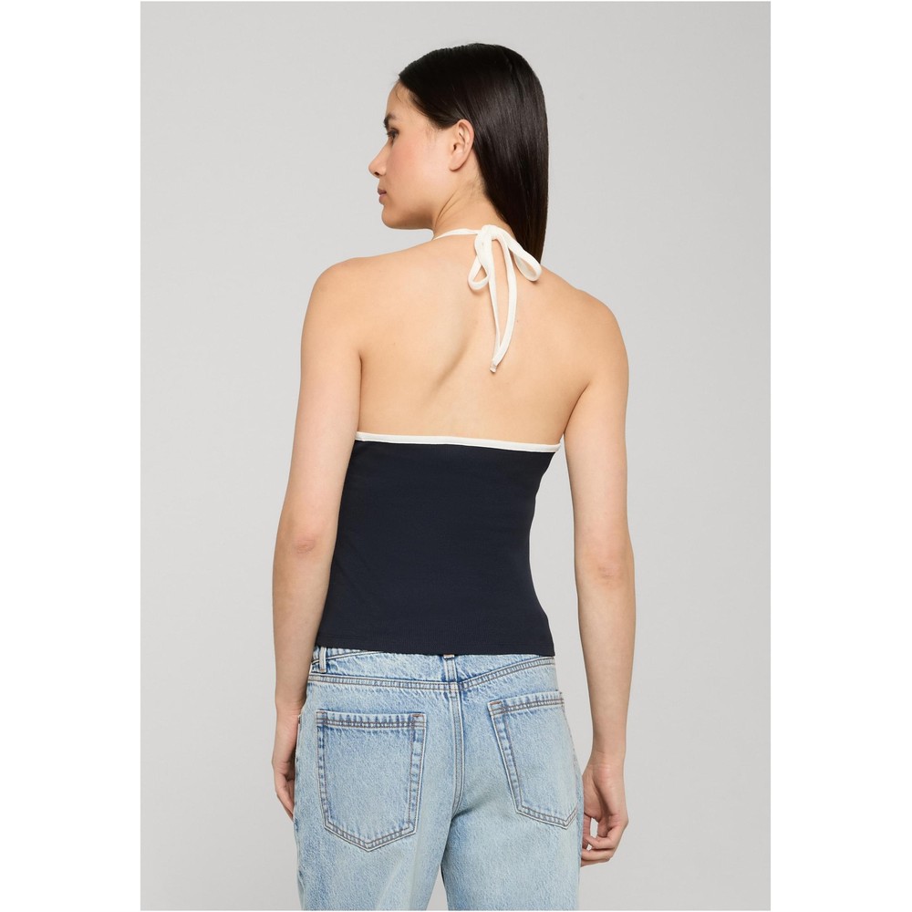 Urban Classics - Contrast Piping Neckholder Mouwloze top - Donkerblauw